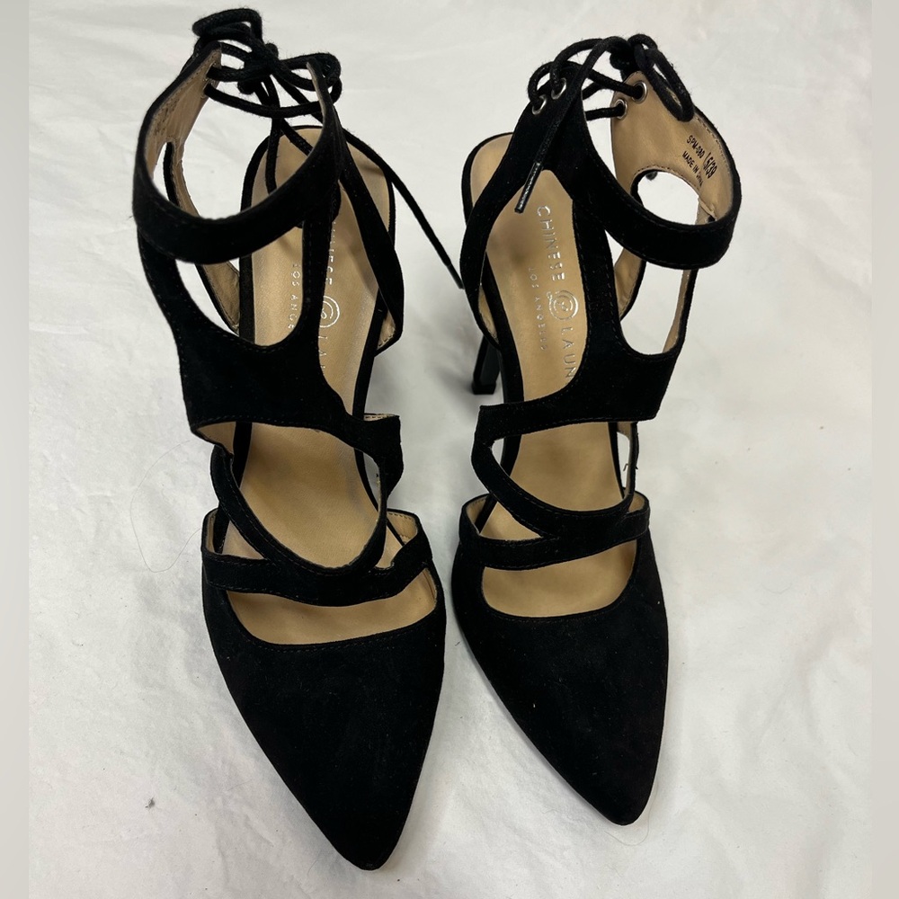 Chinese Laundry Black Suede-like Strappy Heel